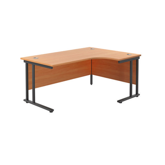 Jemini Radial Right Hand Double Upright Cantilever Desk 1800x1200x730mm Beech/Black KF820550