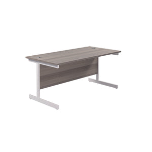 Jemini Single Upright Rectangular Desk 1600x800x730mm Grey Oak/White KF823278