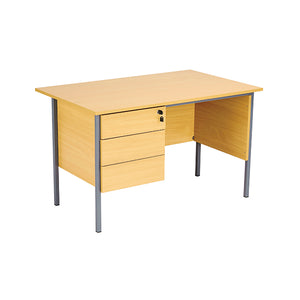 Serrion Rectangular 3 Drawer Pedestal 4 Leg Desk 1200x750x730mm Oak KF838374