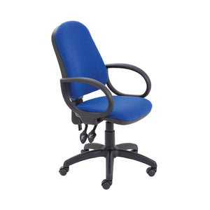 First High Back Operators Chair with Fixed Arms 640x640x985-1175mm Blue KF839243