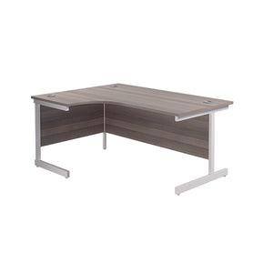 Jemini Radial Left Hand Single Upright Desk 1800x800-1200x730mm Grey Oak/White KF846004