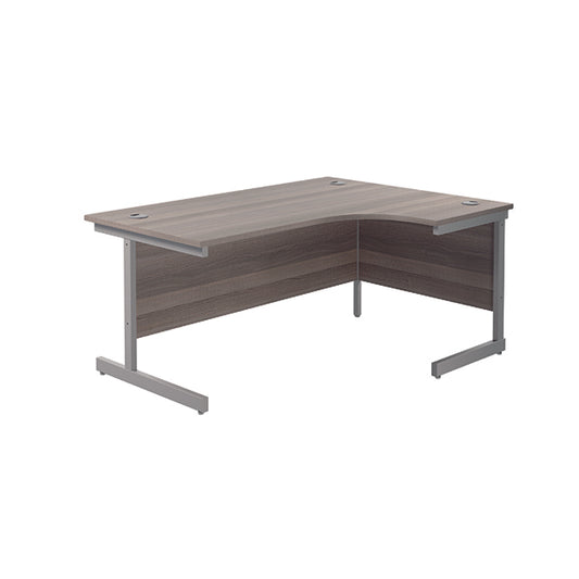 Jemini Radial Right Hand Single Upright Desk 1800x800-1200x730mm Grey Oak/Silver KF846017