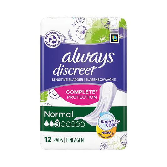 ALWAYS DISCREET NORMAL PADS X12 PK4