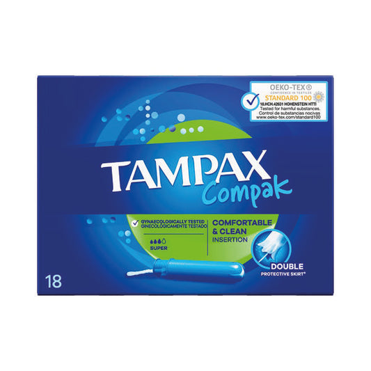 TAMPAX COMPAK SUPER TAMPONS X18 PK8