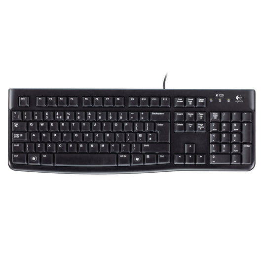 Logitech K120 Business Keyboard Spill Resistant  Low Profile Quiet Keys Black 920-002524