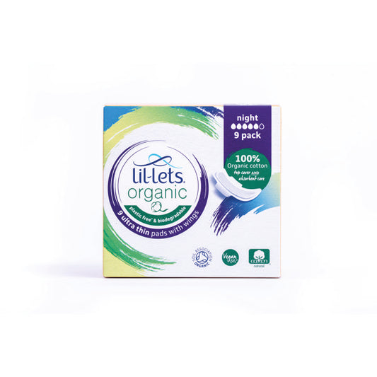 LIL-LETS ORG SANI PADS NIGHT X9 PK24