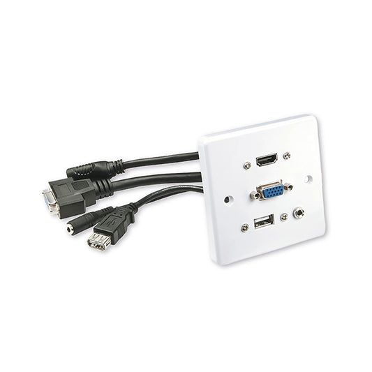Lindy Multi AV Faceplate HDMI VGA USB Audio White 60220