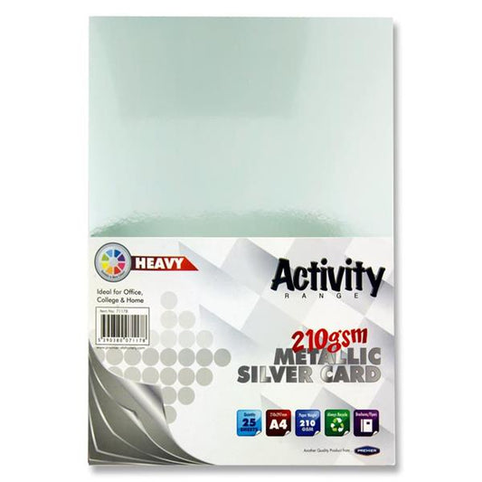 Premier Activity A4 Card 25 Sheets - Silver