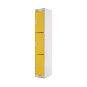 Three Compartment Locker 300x300x1800mm Yellow Door MC00018
