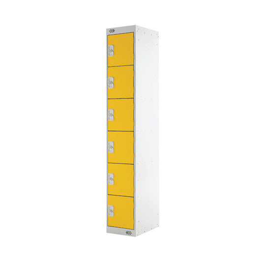 Six Compartment Locker 300x300x1800mm Yellow Door MC00036