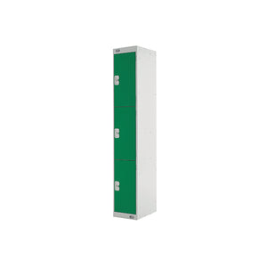 Three Compartment Locker 300x450x1800mm Green Door MC00052
