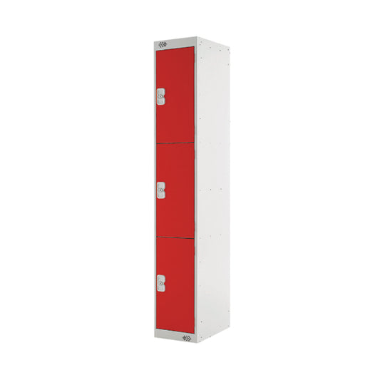 Three Compartment Locker 300x450x1800mm Red Door MC00053