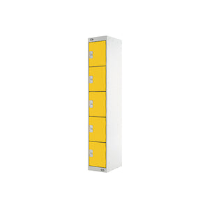 Five Compartment Locker 300x450x1800mm Yellow Door MC00066