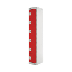 Six Compartment Locker 300x450x1800mm Red Door MC00071