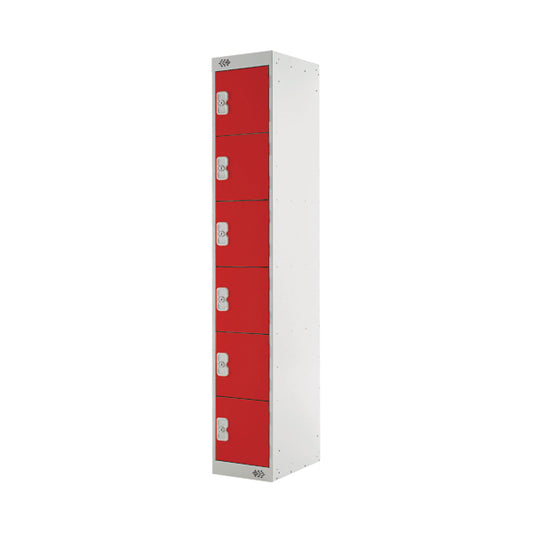 Six Compartment Locker 300x450x1800mm Red Door MC00071