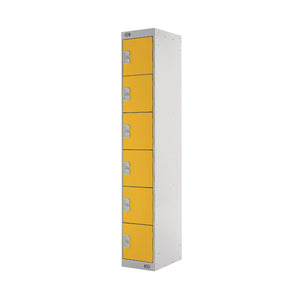 Six Compartment Locker 300x450x1800mm Yellow Door MC00072