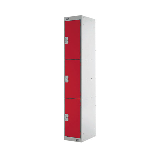 Three Compartment Express Standard Locker 300x450x1800mm Red Door MC00159