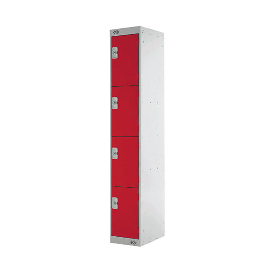 Four Compartment Express Standard Locker 300x450x1800mm Red Door MC00162