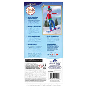 Image of the back of the The Elf on the Shelf MagiFreez® - Snowboarder set