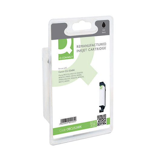 Q-Connect Canon CLI-526BK Remanufactured Black Inkjet Cartridge 4540B001