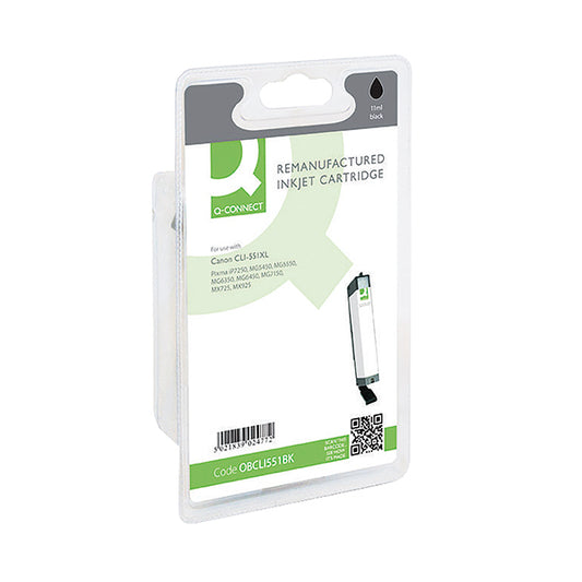 Q-Connect Canon CLI-551BK XL Remanufactured Black Inkjet Cartridge High Yield 6443B001