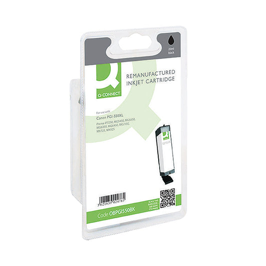 Q-Connect Canon PGI-550PGBK XL Remanufactured Black Inkjet Cartridge High Yield 6431B001