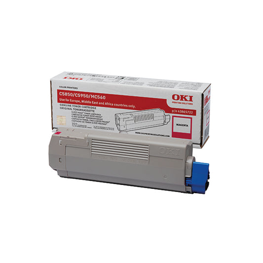 Oki Magenta Toner Cartridge (6,000 Page Capacity) 43865722