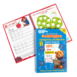 Workbook with Paddington Bear theme on a white background