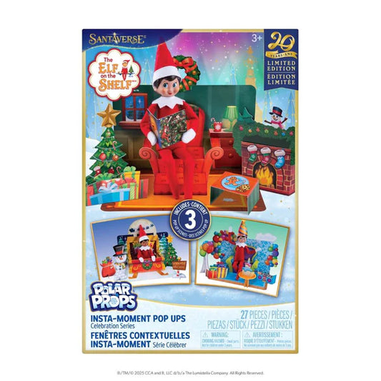 front of the packaging box of The Elf on the Shelf 20th Anniversary - Pop Ups
