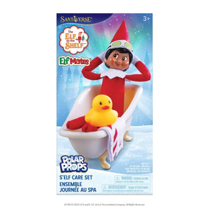 The front box packaging of the Elf on the Shelf Polar Props™ - Elf Spa Day set. 