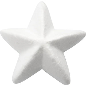 White Polystyrene star-shaped object on a white background