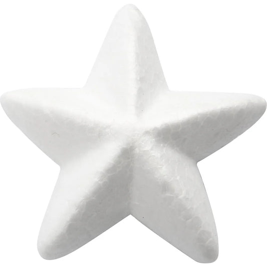 White Polystyrene star-shaped object on a white background