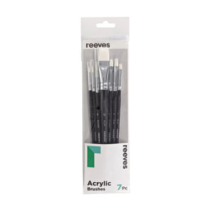 Reeves Short Handle Acrylic Brushes (Pack of 7)
