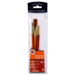 4pce Brush Set In Wallet - Gold Taklon