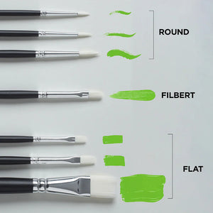 Reeves Short Handle Acrylic Brushes (Pack of 7)
