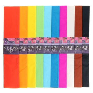 Icon Assorted (50cm x 2m) Crepe Paper - 10 Pack
