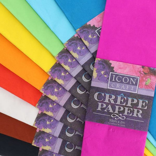 Icon Assorted (50cm x 2m) Crepe Paper - 10 Pack
