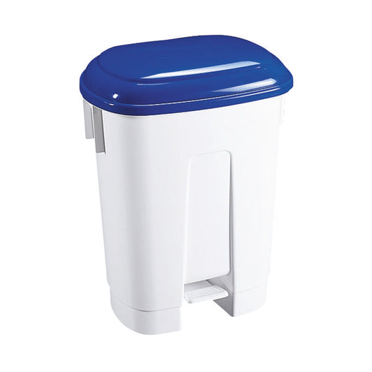 Derby Plastic Pedal Bin 60 Litre White/Blue 348013