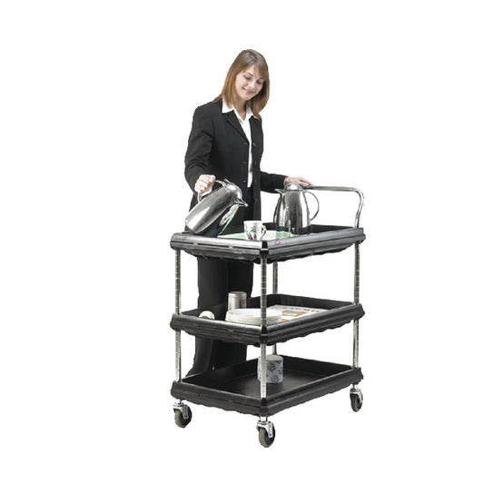 3 Tier Black W832xD546xH1041mm Deep Ledge Trolley 375055