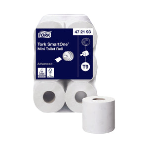 Tork T9 SmartOne Mini Toilet Roll 2-Ply 620 Sheets (Pack of 12) 472193