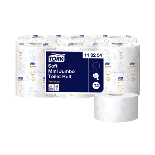 Tork T2 System Mini Jumbo Roll 2-Ply 850 Sheets (Pack of 12) 110254