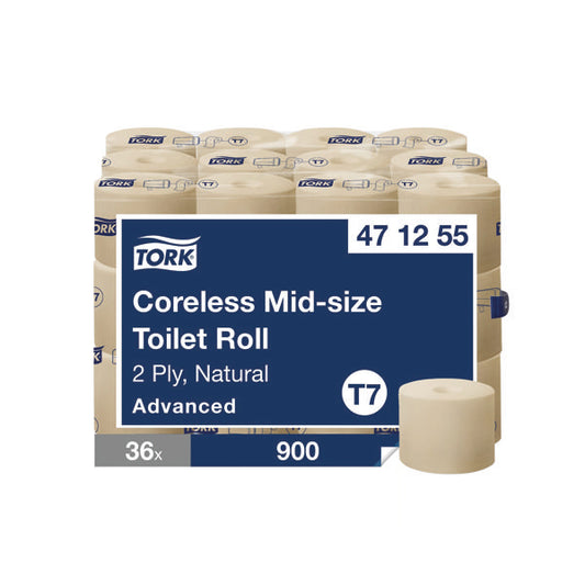 TORK CORELESS 2PLY TLT ROLL NAT PK36