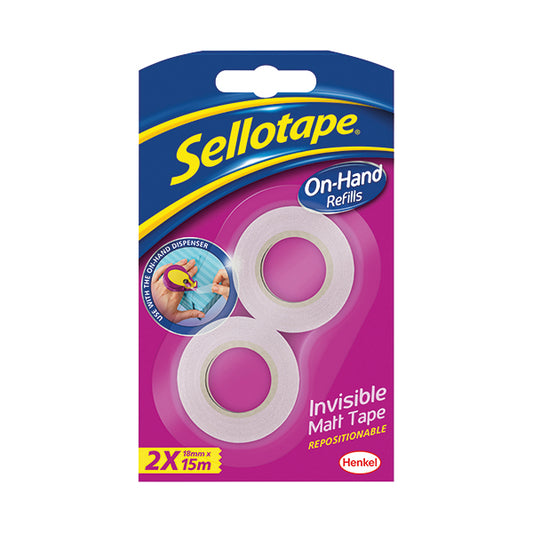 Sellotape On-Hand Refill Invisible Tape 18mm x 15m (Pack of 2) 2379006