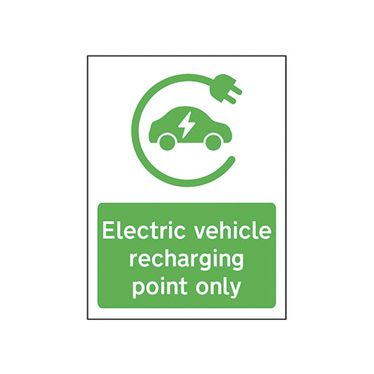 Spectrum Safety Sign Electric Vehicle Recharging Point Only PVC 300x400mm 14985