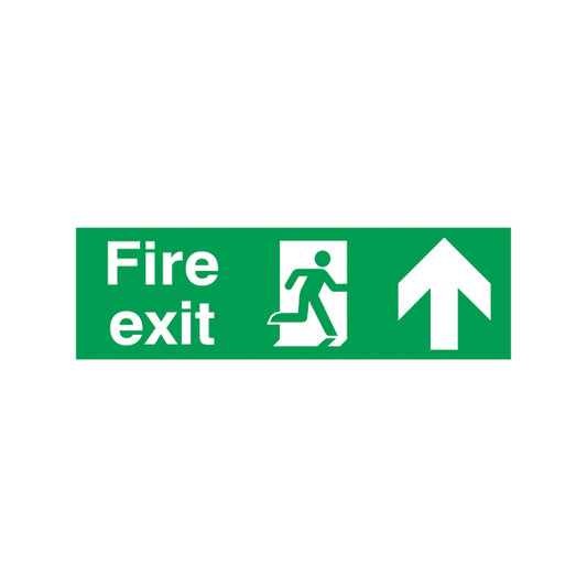 Safety Sign Fire Exit Running Man Arrow Up 150x450mm PVC FX04711R