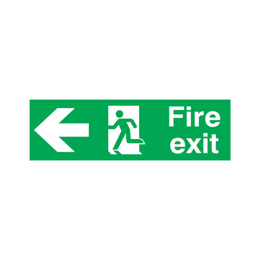 Safety Sign Fire Exit Running Man Arrow Left 150x450mm PVC FX04311R