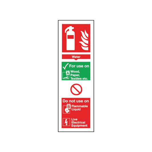 Safety Sign Fire Extinguisher Water 300x100mm Self Adhesive FR09425S