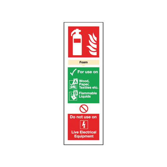 Safety Sign Fire Extinguisher Foam 300x100mm Self Adhesive FR08025S