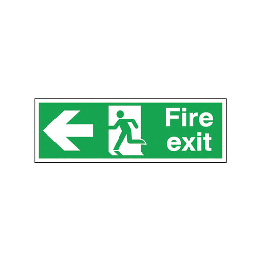 Safety Sign Fire Exit Running Man Arrow Left 150x450mm Self-Adhesive E97A/S