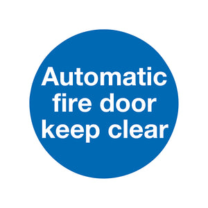 Safety Sign Automatic Fire Door 100x100mm Self-Adhesive (Pack of 5) KM73AS